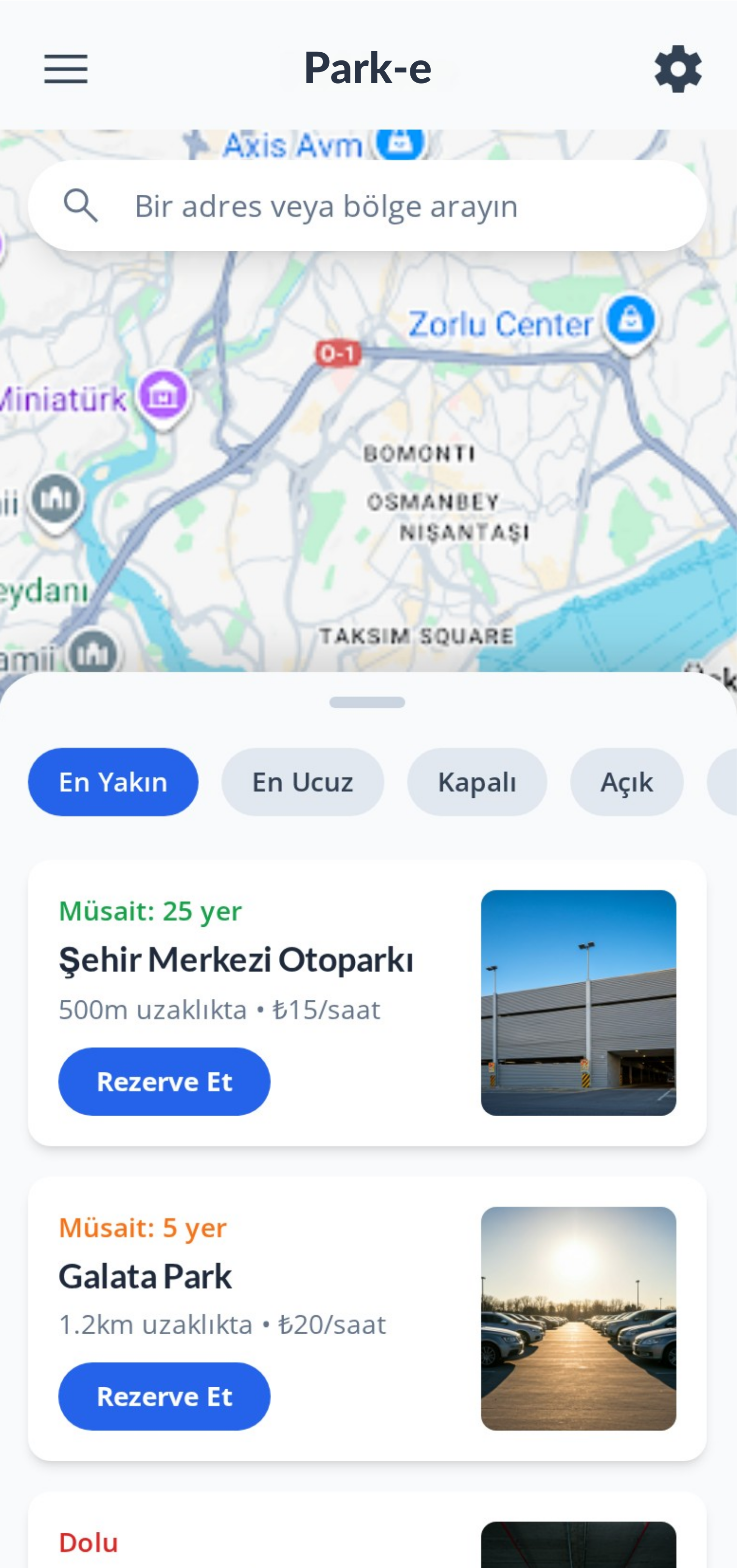 Park-E App Interface